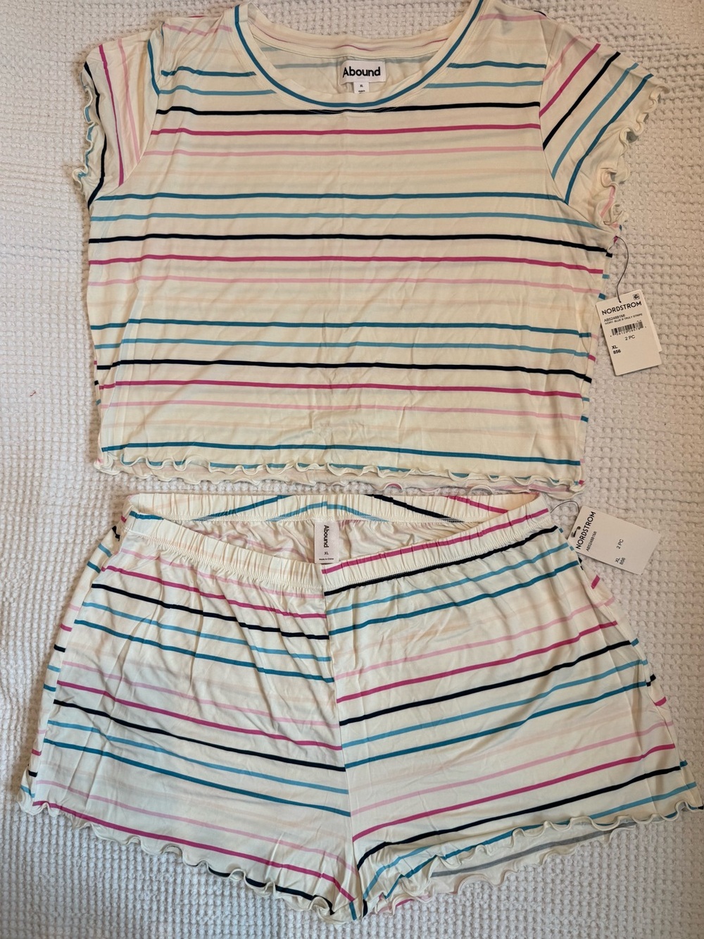Abound Striped Short Pajama Set with Blue, Pink & Black Stripes